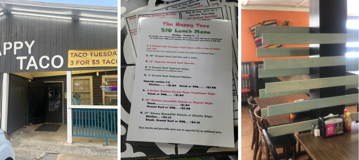 The Happy Taco Menu
