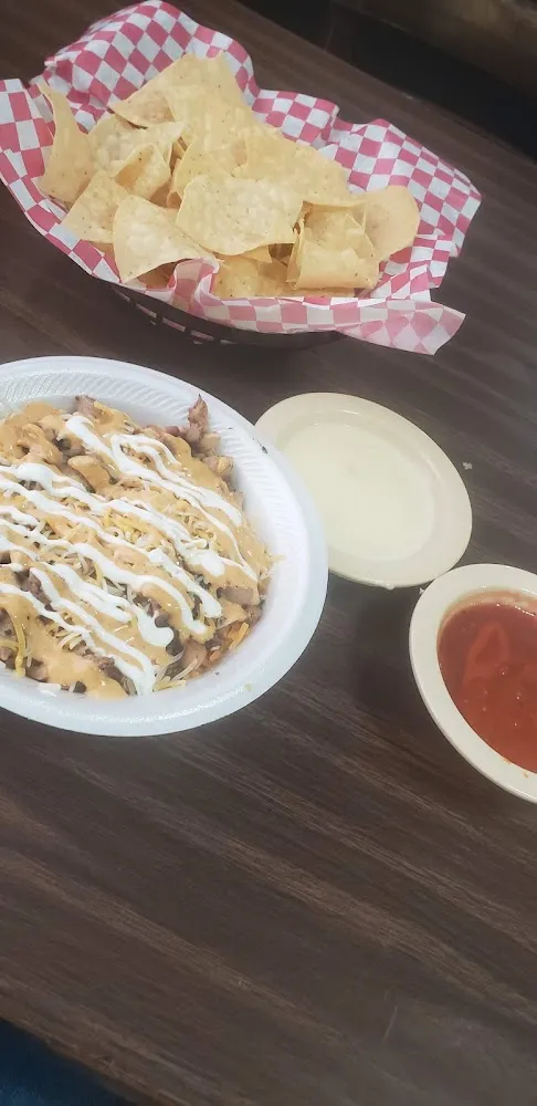 Rice Bowl with ckn Side of Queso Dip